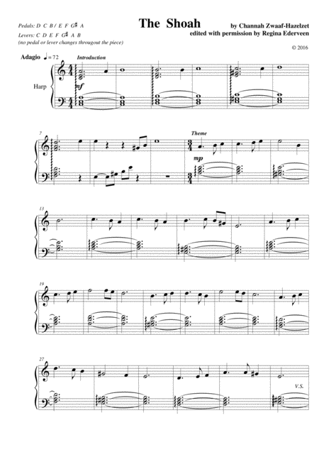 The Shoah Lever Harp Solo Sheet Music