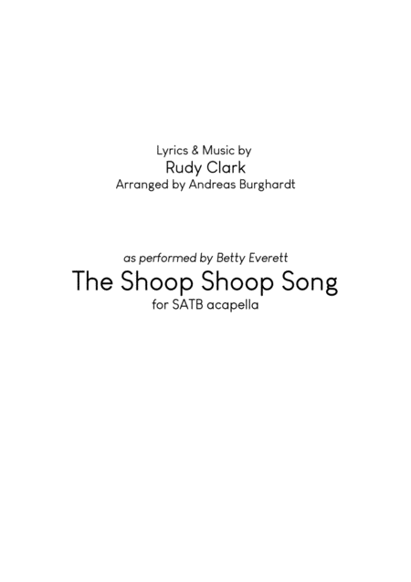 Free Sheet Music The Shoop Shoop Song Choir Satb Acapella