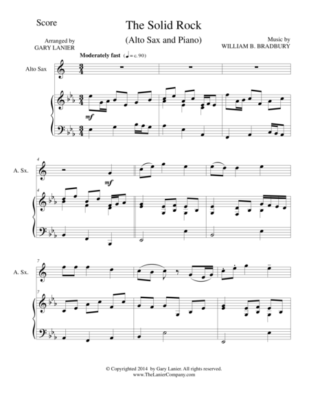 Free Sheet Music The Solid Rock Alto Sax Piano And Sax Part