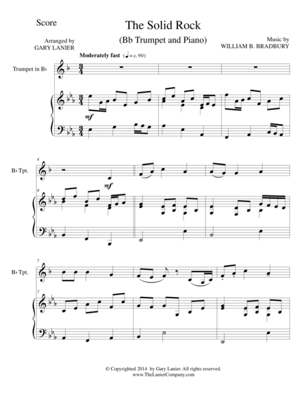 Free Sheet Music The Solid Rock Bb Trumpet Piano And Trumpet Part