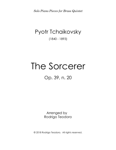 Free Sheet Music The Sorcerer By P Tchaikovsky For Brass Quintet