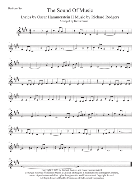 Free Sheet Music The Sound Of Music Bari Sax