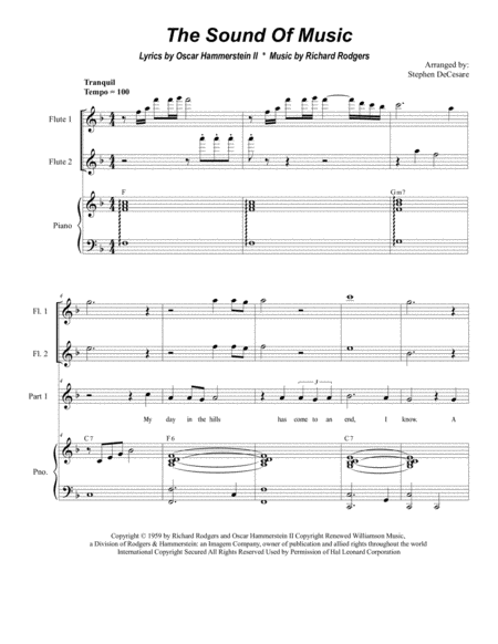Free Sheet Music The Sound Of Music For 2 Part Choir