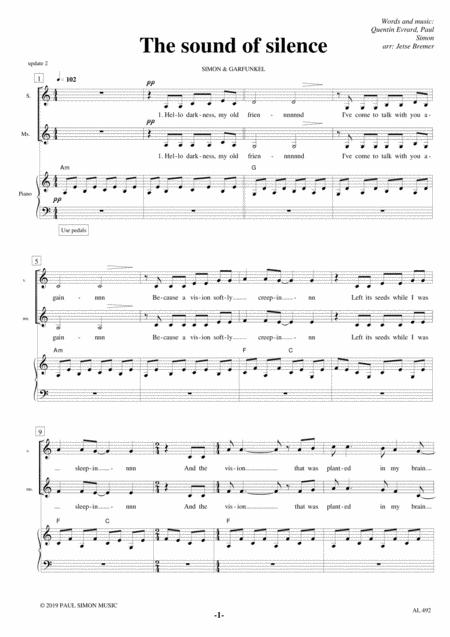 The Sound Of Silence Sa Piano Sheet Music