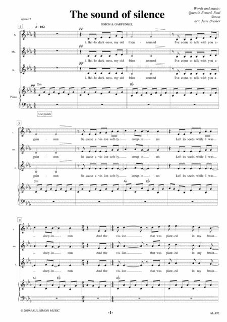 Free Sheet Music The Sound Of Silence Saa Piano