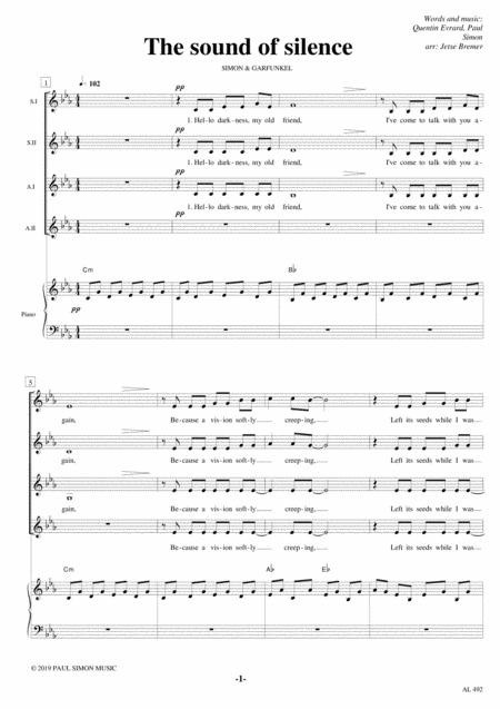 The Sound Of Silence Ssaa Piano Sheet Music