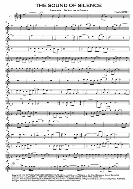 The Sound Of Silence String Quartet Sheet Music