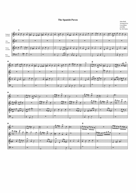 Free Sheet Music The Spanish Paven Arrangement For 4 Recorders