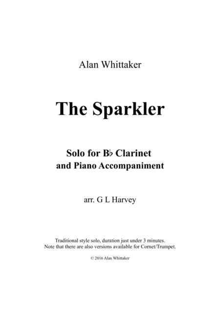 Free Sheet Music The Sparkler Clarinet Solo With Piano Accompaniment