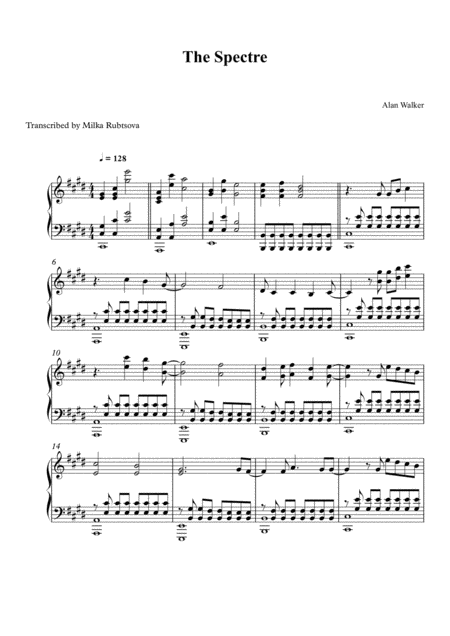 Free Sheet Music The Spectre By Alan Walker