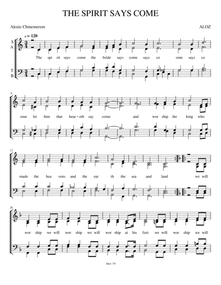 The Spirit Says Come Sheet Music