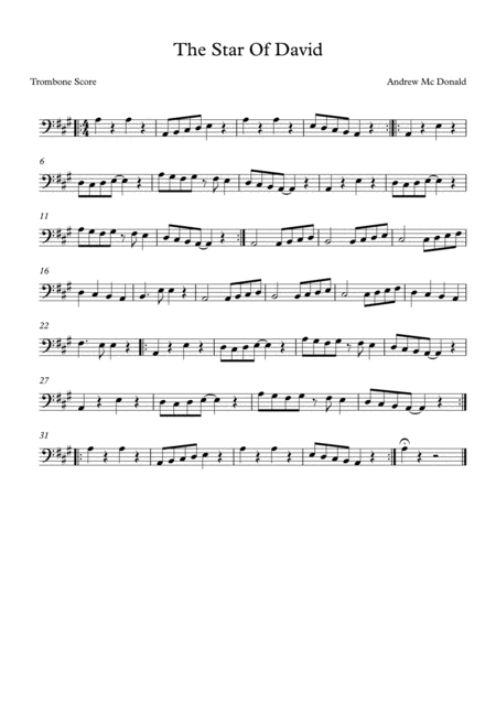 The Star Of David Bb Trombone Score Sheet Music