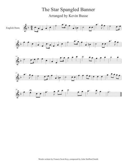 The Star Spangled Banner English Horn Sheet Music