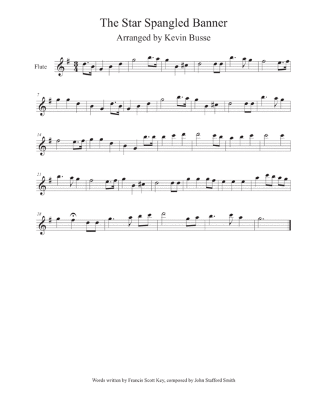 Free Sheet Music The Star Spangled Banner Flute