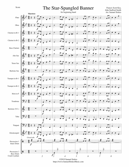 Free Sheet Music The Star Spangled Banner For Beginning Band