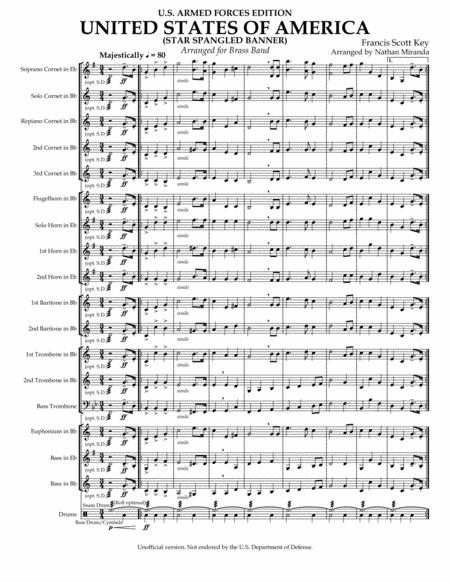 The Star Spangled Banner For Brass Band Sheet Music