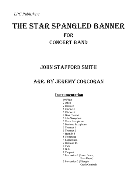 The Star Spangled Banner For Concert Band Sheet Music