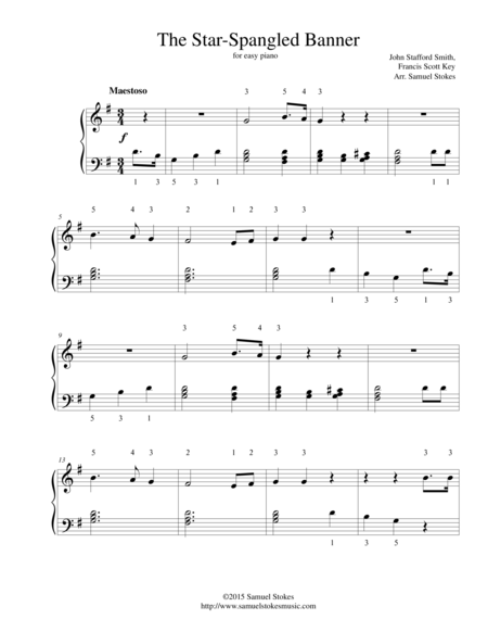 The Star Spangled Banner For Easy Piano Sheet Music