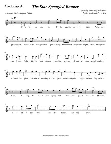 The Star Spangled Banner Glockenspiel Sheet Music