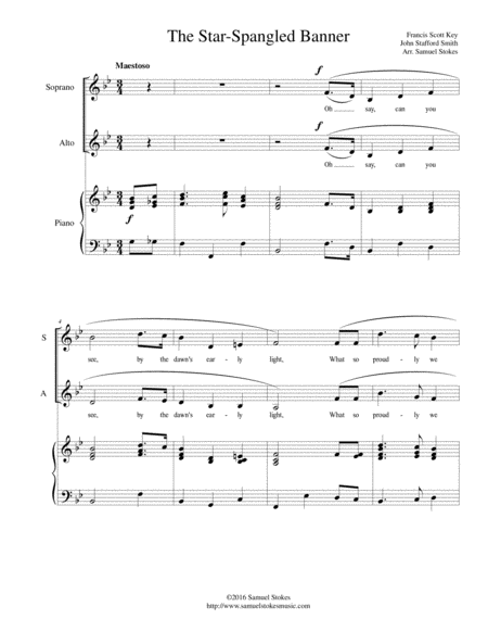 The Star Spangled Banner Sa Choir With Piano Accompaniment Sheet Music