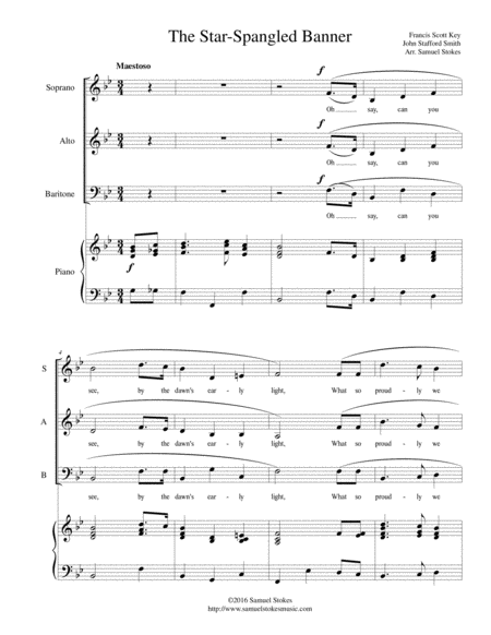 Free Sheet Music The Star Spangled Banner Sab Choir With Piano Accompaniment