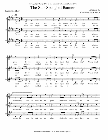 The Star Spangled Banner The National Anthem Ssa A Cappella Sheet Music