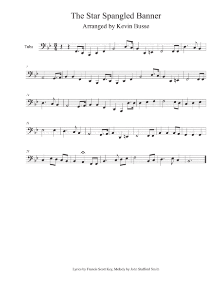 The Star Spangled Banner Tuba Sheet Music