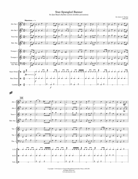 The Star Spangled Banner Us National Anthem For Big Band Sheet Music