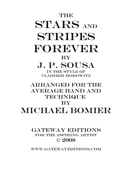 Free Sheet Music The Stars And Stripes Forever March In The Style Of Vladimir Horowitz