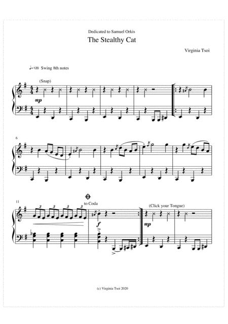 Free Sheet Music The Stealthy Cat A Fun Spooky Jazzy Miniature