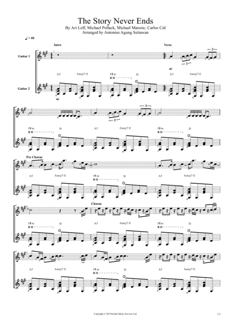 Free Sheet Music The Story Never Ends Duet Guitar Score