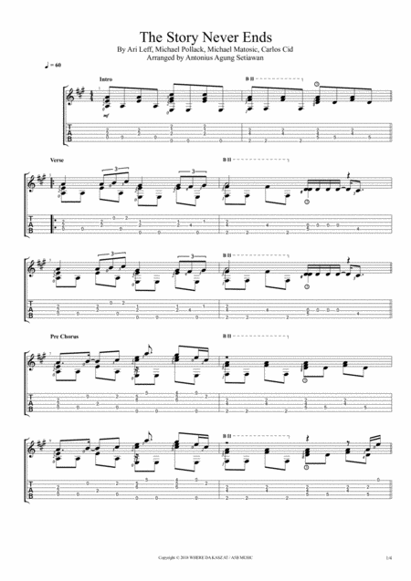 Free Sheet Music The Story Never Ends Fingerstyle Guitar Solo