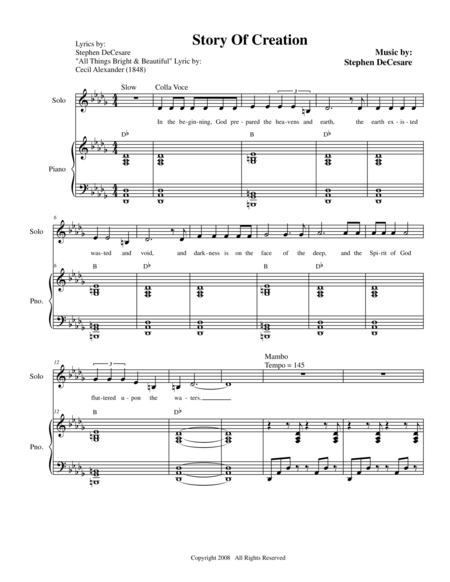 Free Sheet Music The Story Of Creation