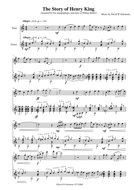 The Story Of Henry King For Flute And Guitar Sheet Music