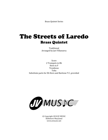 Free Sheet Music The Streets Of Laredo For Brass Quintet