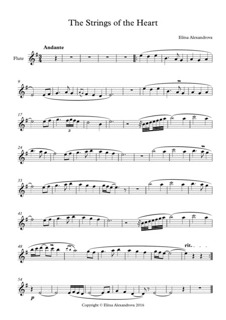 Free Sheet Music The Strings Of The Heart Flute