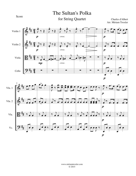 The Sultans Polka For String Quartet Sheet Music