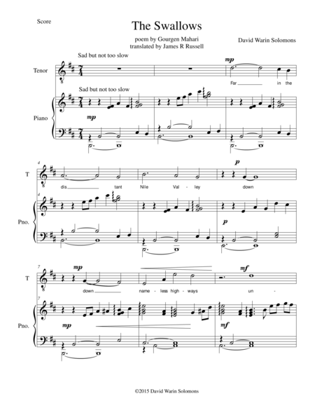 Free Sheet Music The Swallows For Tenor And Piano