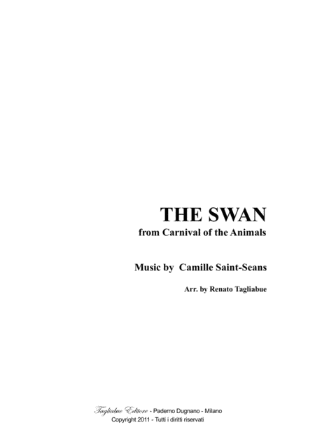 The Swan Le Cygne Saint Seans For Satb Choir In Vocalization Or Any Ensemble In C Sheet Music