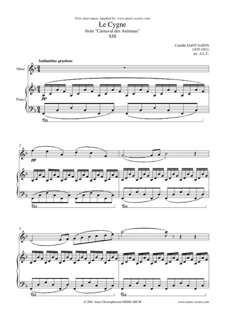 The Swan Oboe And Piano Sheet Music