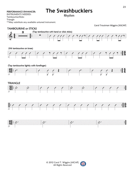 The Swashbucklers Rhythm Chart Sheet Music