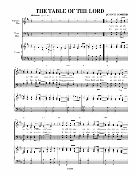 Free Sheet Music The Table Of The Lord Satb