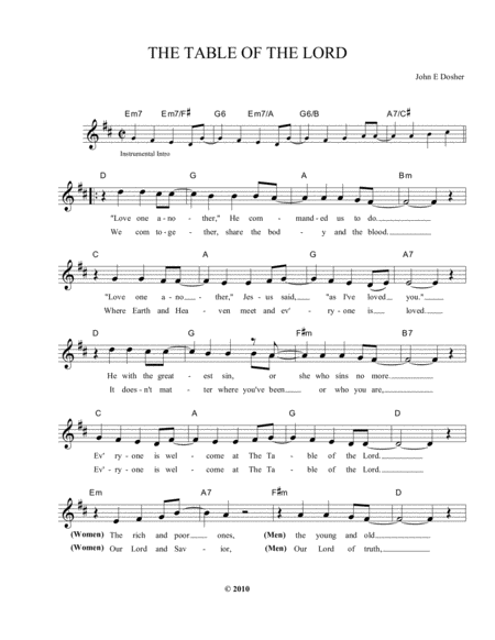 The Table Of The Lord Sheet Music