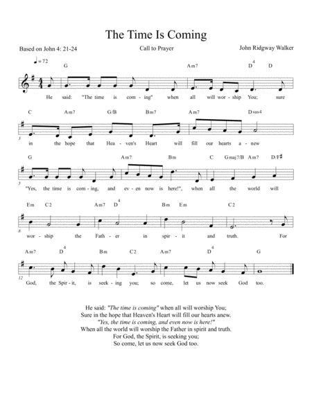 The Time Is Coming Call To Prayer Leadsheet Sheet Music