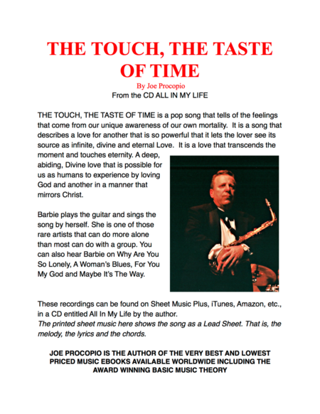 The Touch The Taste Of Time Sheet Music