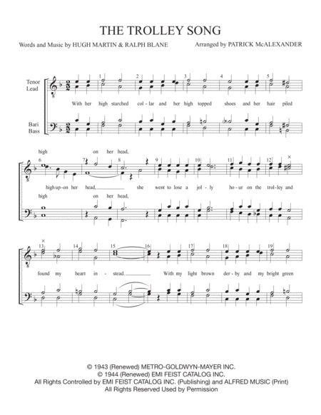 Free Sheet Music The Trolley Song
