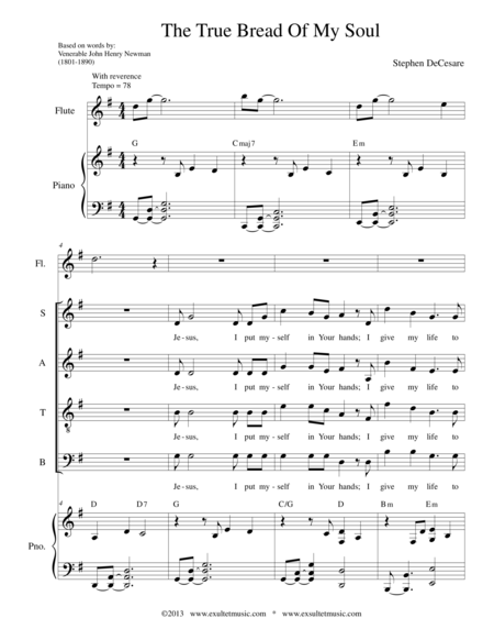 Free Sheet Music The True Bread Of My Soul