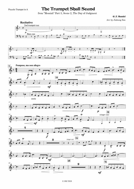 Free Sheet Music The Trumpet Shall Sound For Brass Quintet And Bass Voice