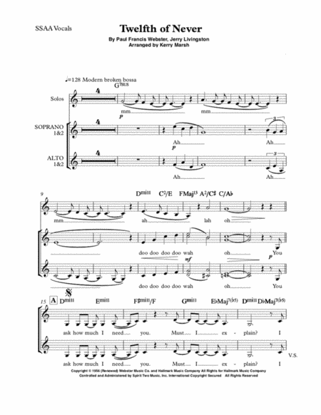 The Twelfth Of Never Sheet Music