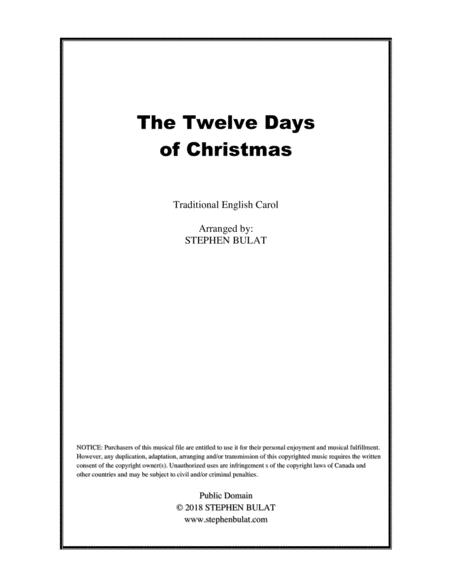 The Twelve Days Of Christmas Lead Sheet Melody Lyrics Chords In Key Of D Sheet Music